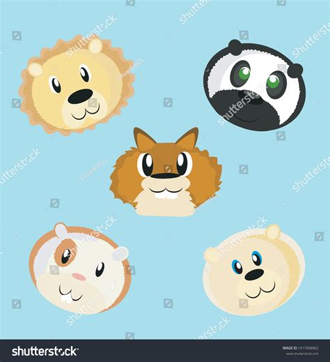 Vector Animal Faces Collection Cute Baby Stock Vector Royalty Free