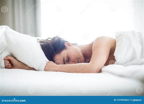 Beautiful Young Woman Sleeping On Bed Stock Photo Image Of Blond