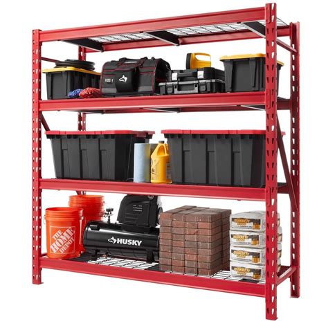 Husky Red 4 Tier Heavy Duty Industrial Welded Steel Garage Shelving