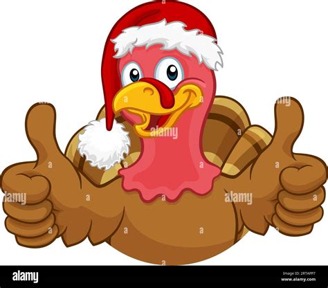 turkey in santa hat christmas thanksgiving cartoon stock vector image and art alamy