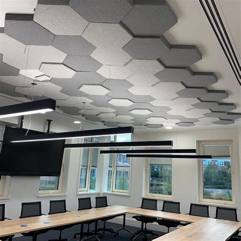 Bespoke Acoustic Ceiling Feature Hexagon Design Ceiling Design