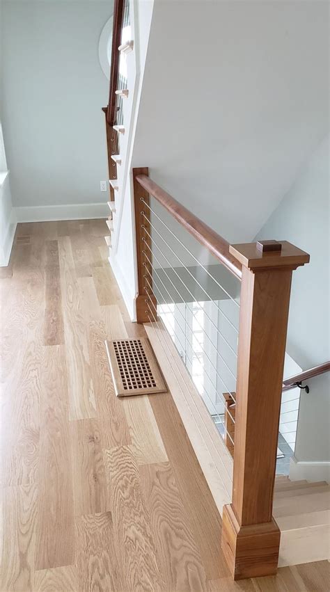 Cable Wire Railing Coastal Staircase Staircase Design Wood And