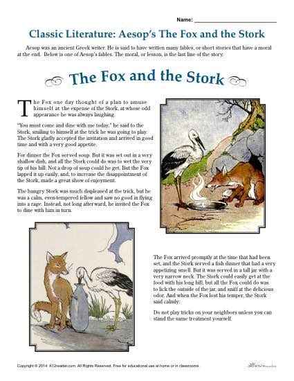Classic Literature Aesops The Fox And The Stork Didactalia