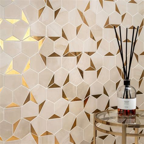 Hexagon Gold Honeycomb Mosaic Tile Luxury Tiles