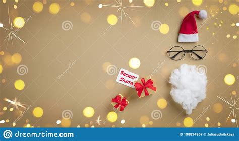 Christmas Present Or T For Secret Santa With Santa Hat Glasses And