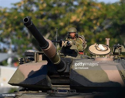 The Crew Commander Of An M1 Abrams Tank Is Seen During The 2nd
