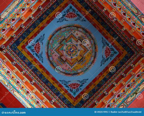Top Wall Of Buddhist Temple Near Shyala Nepal Stock Image Image Of