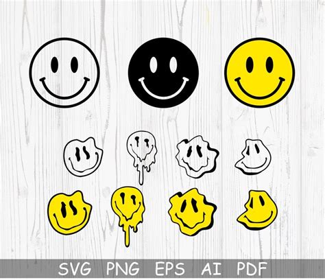 Smiley Face Svg Melted Smiley SVG Smiley Face Drip Digital Etsy Graphic Design Projects