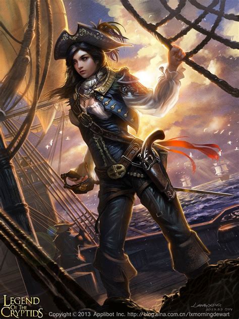 Dragonwoman Mylwaye Liang Xing Pirate Woman Character Portraits Pirate Art
