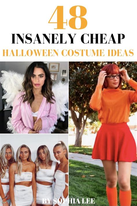 Four Photos With The Words 48 Insanely Cheap Halloween Costume Ideas For Women