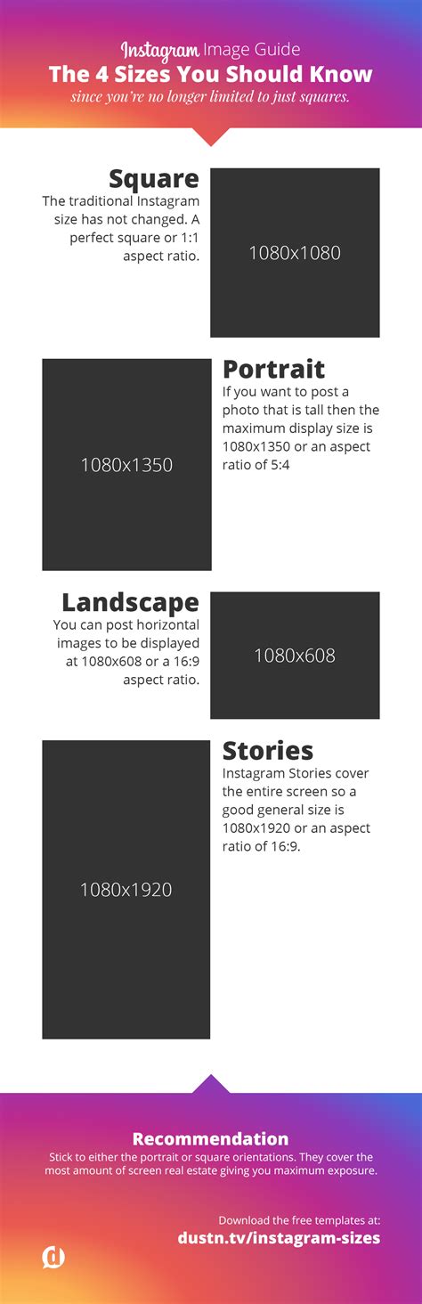 Instagram Size Guide Coolguides