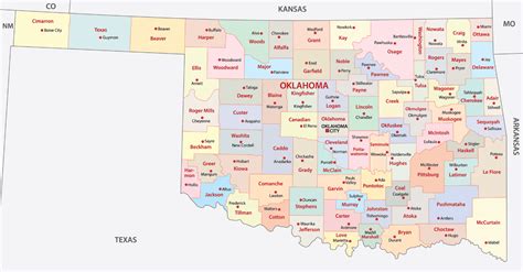 Oklahoma Counties Map Mappr
