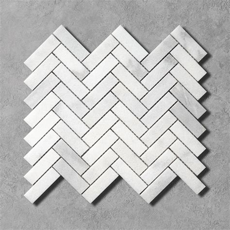 White Marble Herringbone Mosaic Tiles Fast Delivery Starel Stones