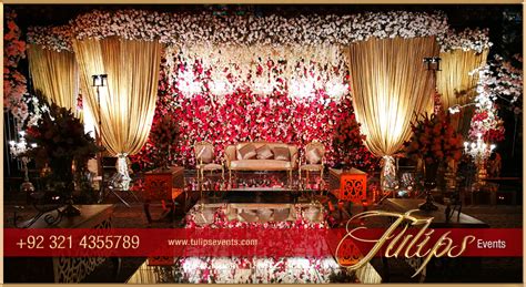 Maybe you would like to learn more about one of these? Red Gold Pakistani Baraat Stage Floral Backdrop ideas in ...