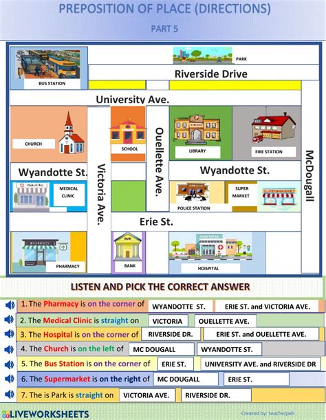 Prepositions Of Place Part 5 Directions Interactive Worksheet