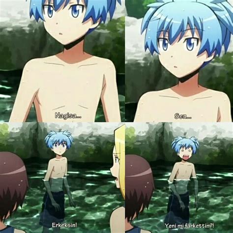 An Anime Character With Blue Hair And No Shirt