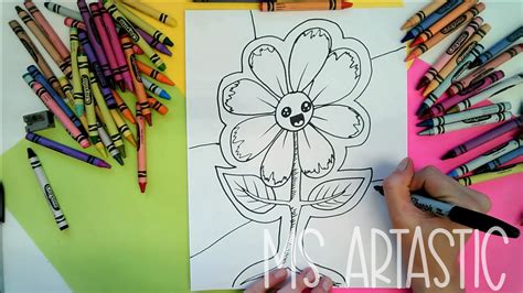 How To Draw Flower Line Art Element Of Art Line Art Lesson For Kids