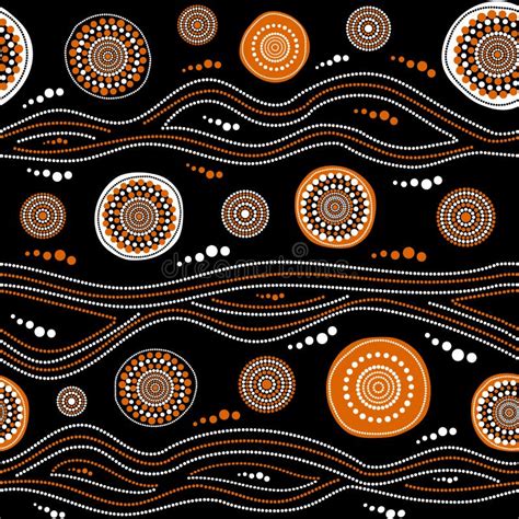 Australian Aboriginal Seamless Vector Pattern With Dotted Circles
