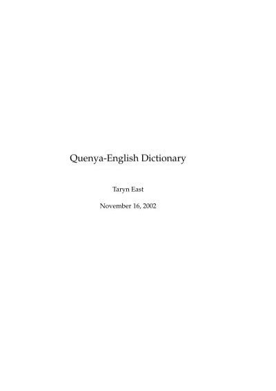 Quenya English Dictionary
