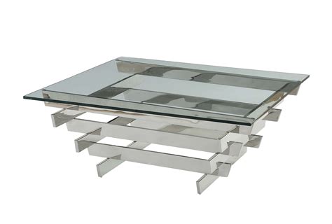 Acme Salonius Glass Coffee Table In Stainless Steel Walmart