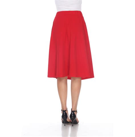 Elastic Waist Ruffled Pockets Knee Length Skirt White Rebelsmarket