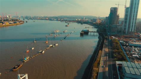 Aerial Shot Of The River Thames In London Stock Video