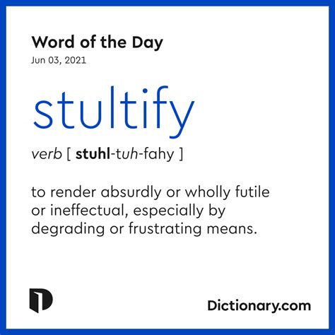 A Blue And White Poster With The Words Word Of The Day Stutify