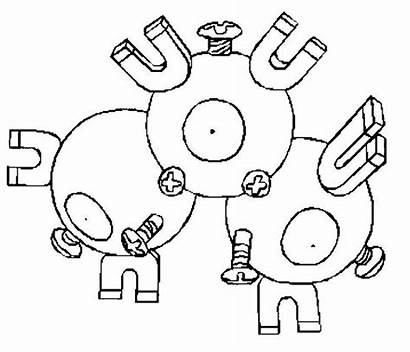 Pokemon Coloring Magneton Pages Magnemite Magnets Many