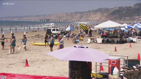Large Crowds Fill San Diego County Beaches As Holiday Weekend Begins Youtube