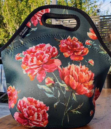 Peony Floral Lunch Tote Insulated Lunch Bag Handmade Etsy