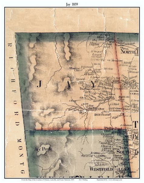 Jay Vermont 1859 Old Town Map Custom Print Orleans Co Old Maps