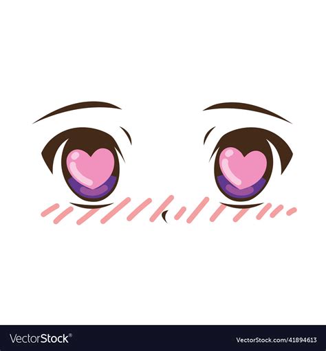 Anime Eyes With Hearts Royalty Free Vector Image