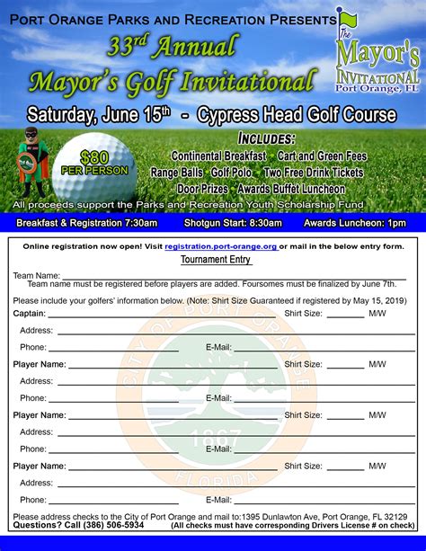 Calendar • 33rd Annual Mayors Invitational Golf Tournament