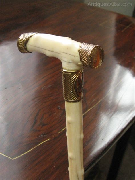 Antiques Atlas Walking Cane Ivory And Gilt Handle