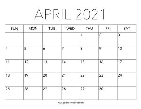 Printable April Calendar Worksheetsday