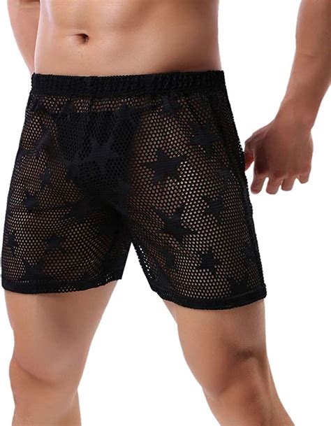Kamuon Men S Sexy Mesh See Through Summer Beach Lounge Shorts Boxer Underwear At Amazon Men’s