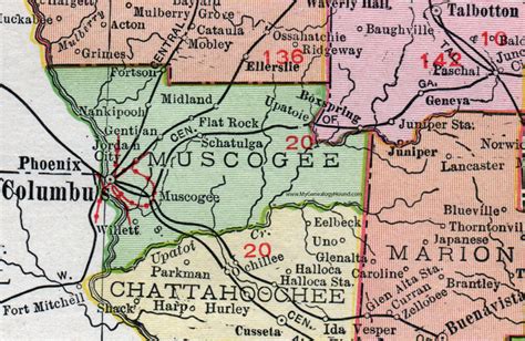Muscogee County Georgia 1911 Map Rand Mcnally Columbus Willett