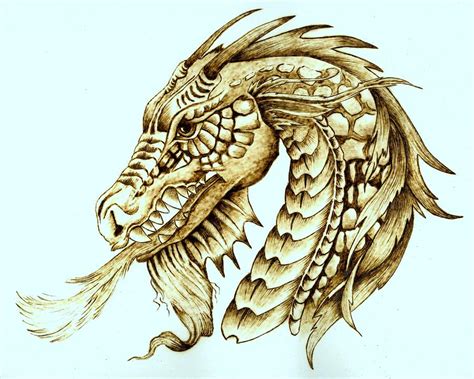 Horned Dragon Pyrography By Danette Smith