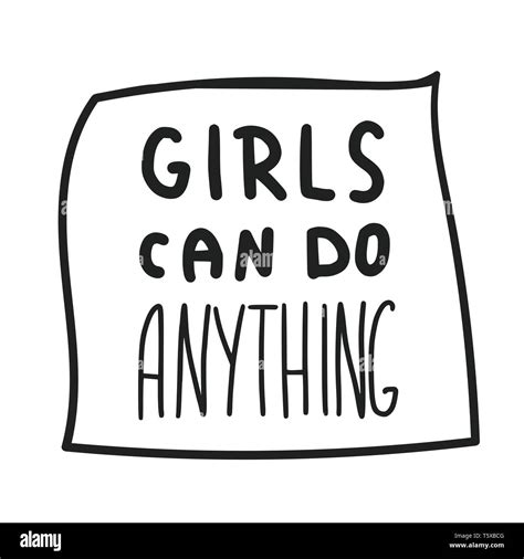 Girls Can Do Anything Quote Isolated Hand Lettering With Decoration