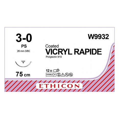 Ethicon Coated Vicryl Rapide W9932 30 26mm 38 Circle Reverse Cut