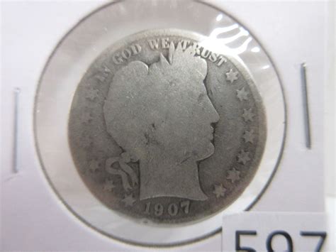 Albrecht Auctions 1907 D Silver Barber Half Dollar