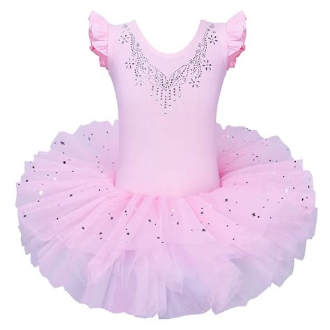 Baohulu Girls Ballet Tutu Tulle Dress Sleeveless Gymnastics Leotard Diamond Pink Bow Pattern