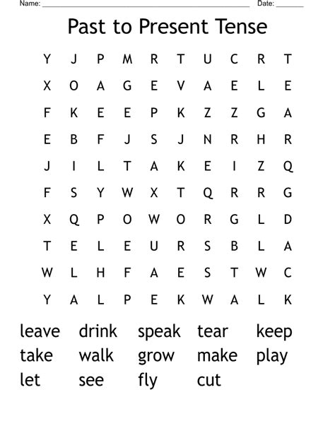 Past To Present Tense Word Search Wordmint