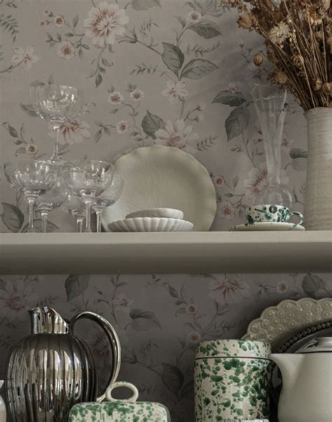 Floral Vintage Country Style Wallpaper Pink And Natural Borastapeter
