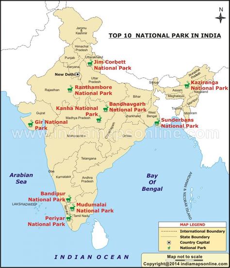 National Parks In India Map Map Of National Parks In India Southern