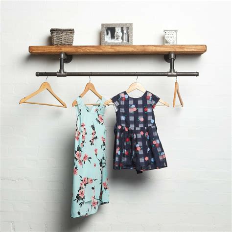 Double Hanging Clothes Rail Industrial Raw Steel Pipe Style Pipe