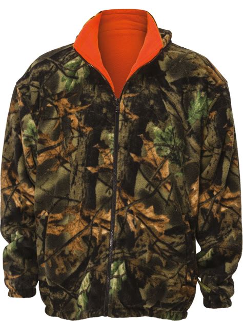 Trailcrest Mens Reversible Camo And Blaze Orange Fleece Hunting Jacket