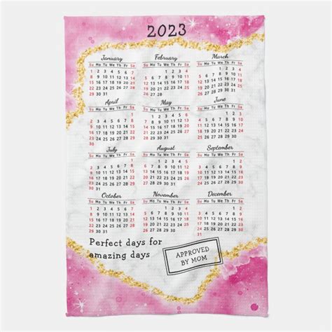 Towel Calendar 2023 Printable Template Calendar