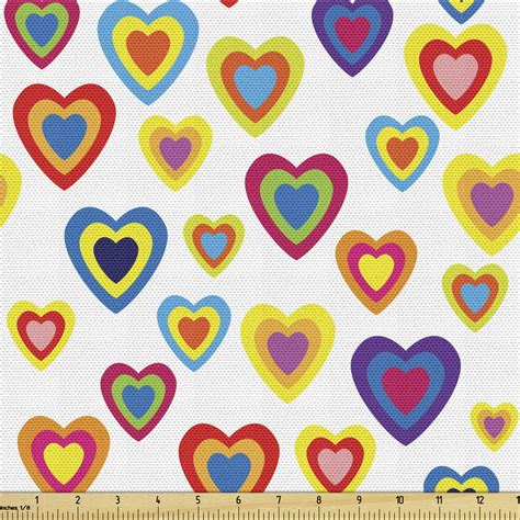 Valentines Day Fabric By The Yard Abstract Colorful Nested Hearts On