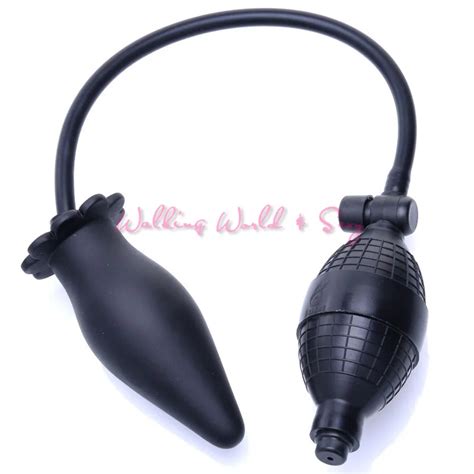 buy black inflatable dildo anal plug silicone inflatable butt plug expandable